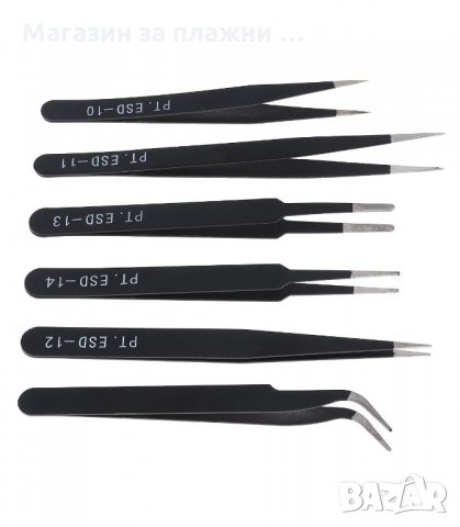 СТОМАНЕНИ ТЕХНИЧЕСКИ ПИНСЕТИ СЪС ЗАОСТРЕН ВРЪХ, АНТИСТАТИЧНИ - код  3006, снимка 10 - Педикюр и маникюр - 34140072