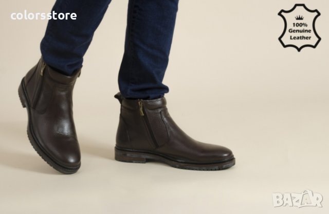 Мъжки боти - кафява ЕСТЕСТВЕНА кожа - 9506, снимка 3 - Мъжки боти - 39400076