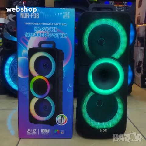 Парти преносимa Тонколона NDR-F98 с 2х8" инчови говорители ,Караоке, Микрофон, снимка 1