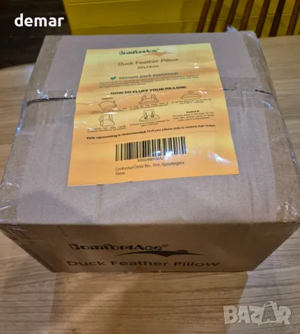 Класическа ватирана пухена възглавница ComfortAce, луксозен 3-слоен дизайн, 48 cm x 74 cm, снимка 8 - Възглавници - 48980135