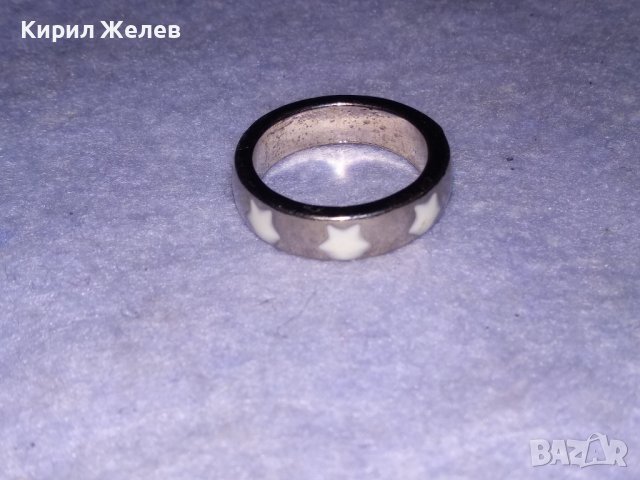 КРАСИВ СТИЛЕН НИКЕЛИРАН МЕДЕН АРТ ПРЪСТЕН с ЕМАЙЛИРАНИ ЗВЕЗДИЧКИ 38639, снимка 3 - Пръстени - 41649085