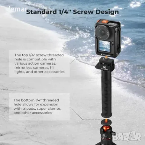 Комплект K&F Concept за DJI Osmo Action 6 със селфи стик, клетка и cold shoe, снимка 5 - Чанти, стативи, аксесоари - 55829695