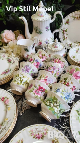 Пълен сервиз Royal Albert Flowers of the month , снимка 9 - Сервизи - 53562422