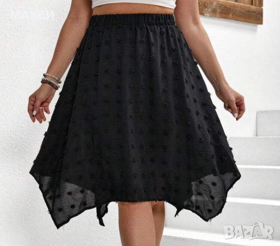 Макси ефирна лека пола с ластична талия и модерна кройка в черно