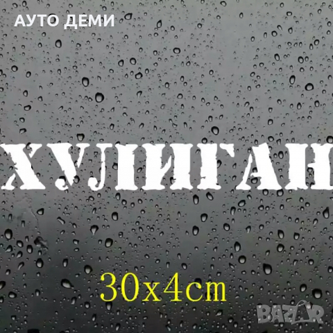 Черен и светло-сив самозалепващ стикер лепенка с надпис Хулиган и Хулиганка за кола автомобил мотор , снимка 6 - Аксесоари и консумативи - 36268572