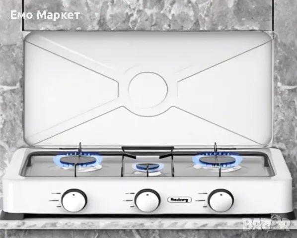 Троен газов котлон с капак Rosberg R51454E3, 30mbar 2x2.2kWh+1x1kWh, снимка 5 - Котлони - 49266612