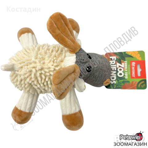 Пухкава Играчка за Куче - със Звук - Бяла разцветка - Cuddly Toys Noodle Animals - Pet Interest