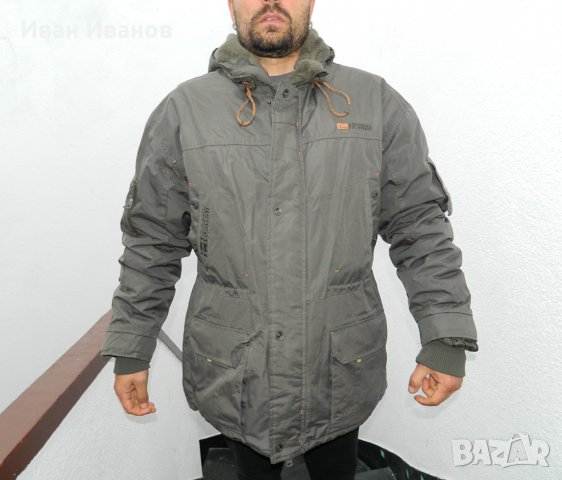 Мъжко дебело зимно ватирано яке с качулка Geographical Norway размер ХЛ , снимка 2 - Якета - 34729353