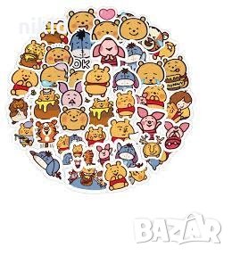 50 бр Мечо Пух графити самозалепващи лепенки стикери за украса декор картонена торта, снимка 2 - Други - 32678756