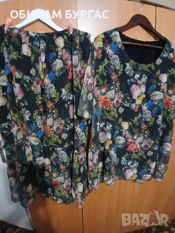 НОВ КОСТЮМ 3-4xl ОТ ФИН ШИФОН С ПРЕКРАСНА ФЛОРАЛНА РАЗЦВЕТКА БГ производител с еластична подплата, снимка 4 - Костюми - 50997621
