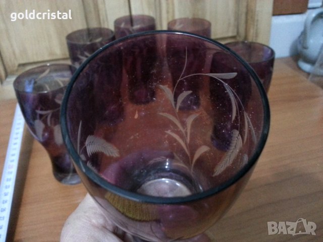 Ретро стъклени водни чаши , снимка 4 - Антикварни и старинни предмети - 39665399