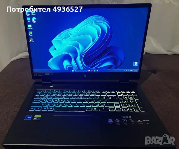 Acer Nitro 17 AN17-71 – i7-13700HX / RTX 4060 8GB / 16GB RAM / 1TB SSD / QHD 165Hz, снимка 2 - Лаптопи за игри - 55901843