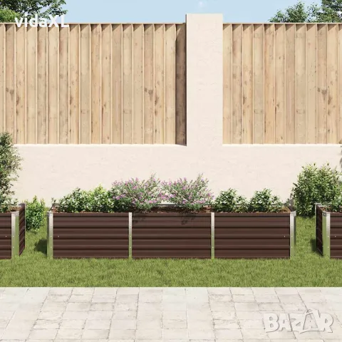 vidaXL Градинска висока леха поцинкована стомана 240x40x45 см кафява, снимка 3 - Саксии и кашпи - 56147601