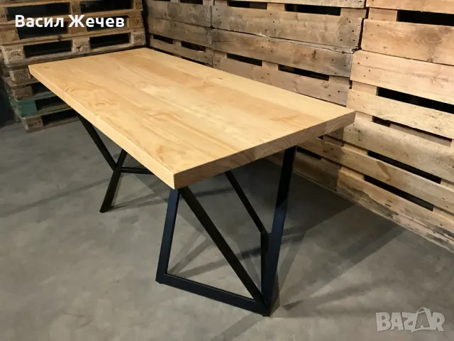 Трапезна маса от масивно дърво, маса за хранене 160 см, снимка 1