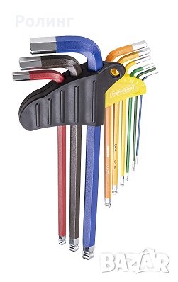 ШЕСТОГРАМИ ЦВЕТНИ -РАБОТА ПОД ЪГЪЛ К-Т 9БР 1.5-10MM CR-V TMP/390173