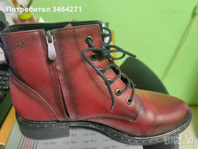 Боти Бордо от естествена кожа , снимка 3 - Дамски боти - 47742752