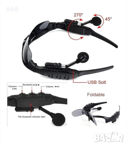 Смарт слънчеви очила с bluetooth слушалки за музика и разговори, снимка 8 - Слушалки и портативни колонки - 50647467