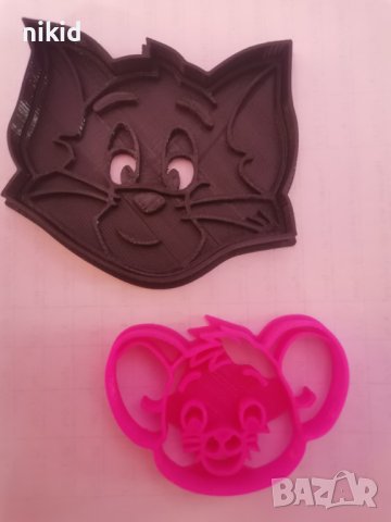 Том и Джери пластмасов резец форма за фондан тесто бисквитки, снимка 2 - Форми - 28639750