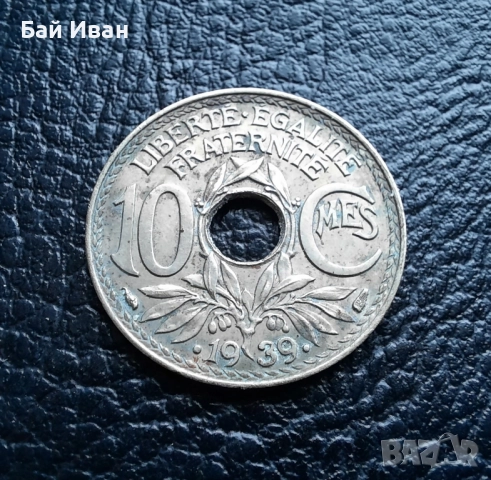 Стара монета 10 сантима 1939 г. Франция - топ !, снимка 7 - Нумизматика и бонистика - 42211418