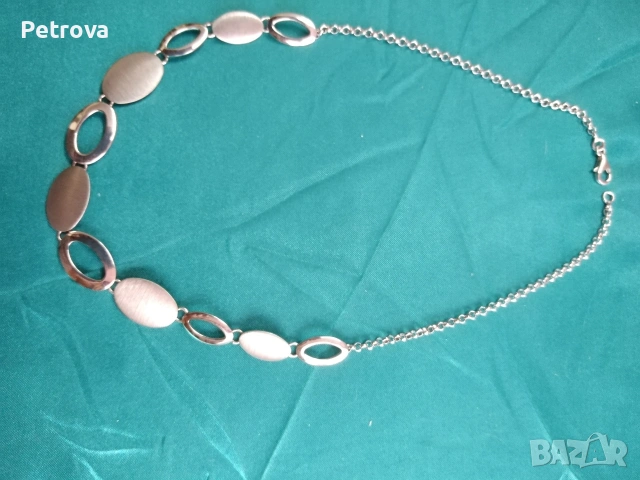 Елегантно сребърно колие, снимка 4 - Колиета, медальони, синджири - 53133382