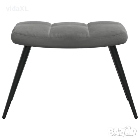 vidaXL Релаксиращ стол с табуретка, тъмносив, кадифе, снимка 7 - Столове - 56146946