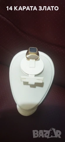 Златен пръстен,14 карата злато,пръстен с черен камък, снимка 6 - Пръстени - 47732711