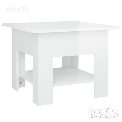 vidaXL Кафе маса, бял гланц, 55x55x42 см, инженерно дърво(SKU:810268, снимка 1