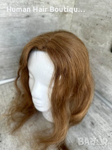 Дамско тупе 💯 естествена човешка коса лешник , снимка 12 - Аксесоари за коса - 41460894