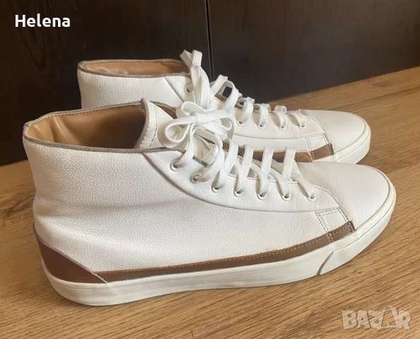 Мъжки високи кецове Zara бели с кафяв Кант размер 44, снимка 3 - Кецове - 56114547
