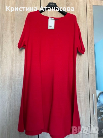 Червена рипсена рокля H&M, снимка 4 - Рокли - 52448199