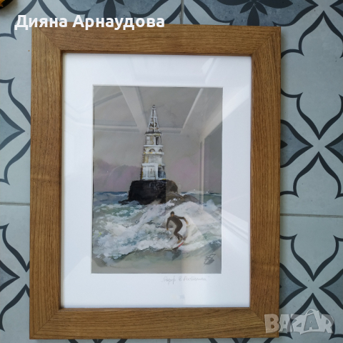 ,,Сърф в Ахтопол" - акварелна техника, снимка 3 - Картини - 36151056