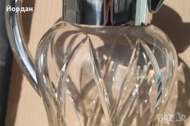 Кристална ваза с метален посребрен обков , снимка 2 - Вази - 35831546