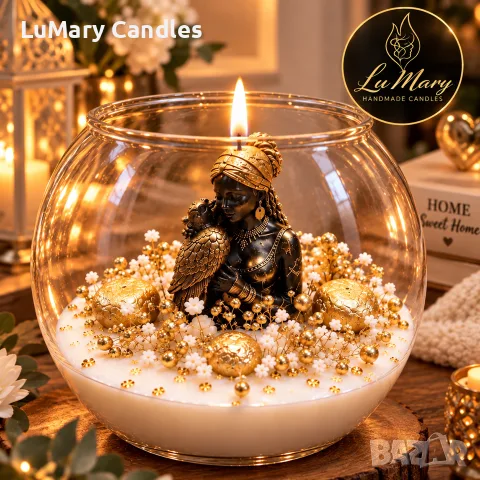 Декоративна свещ | Ръчно изработена | Тибетска фигура | Подарък | LuMary Candles, снимка 3 - Арт сувенири - 56200824