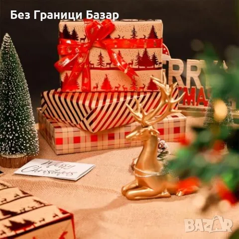 Нова Коледна крафт опаковъчна хартия 3 ролки, 43 см х 3 м, устойчиви дизайни, снимка 6 - Декорация за дома - 48158645