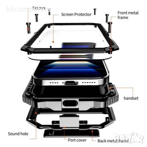 Apple iPhone 16 Pro Max R-JUST Удароустойчив/Водоустойчив Калъф и Протектор, снимка 5 - Калъфи, кейсове - 51961488