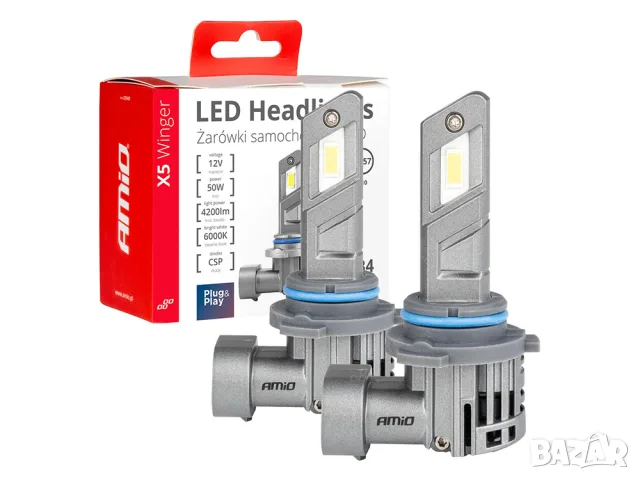 LED крушки AMiO X5 Winger HB4 6000K 50W 11-18V CANBUS