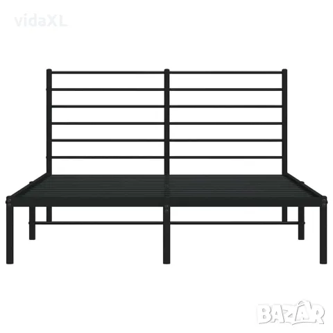 vidaXL Метална рамка за легло с горна табла, черна, 150x200 см, снимка 6 - Спални и легла - 56147215