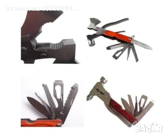 Многофункционален инструмент (Мултитул) 10-в-1 с чук, брадва и нож за къмпинг, снимка 4 - Други инструменти - 53509748