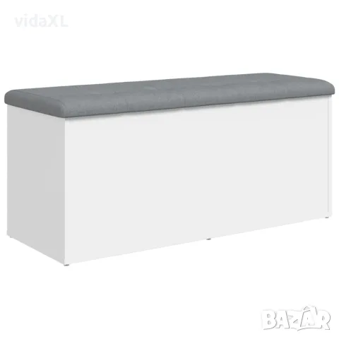 vidaXL Пейка за съхранение, бяла, 102x42x45 см, инженерно дърво, снимка 6 - Маси - 56148136