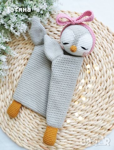 Плетени играчки за бебе комплект- дрънкалка и утешител, снимка 2 - Дрънкалки и чесалки - 41222952