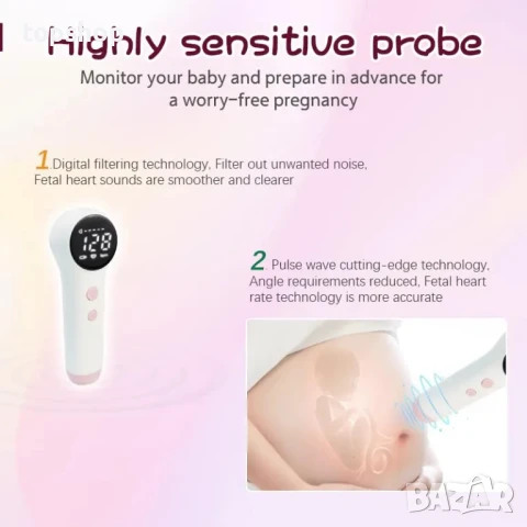 Фетален пулсомер, Britzgo U6-25 LED екран,  за измерване пулса на плода, снимка 5 - Пелени, памперси - 50525128