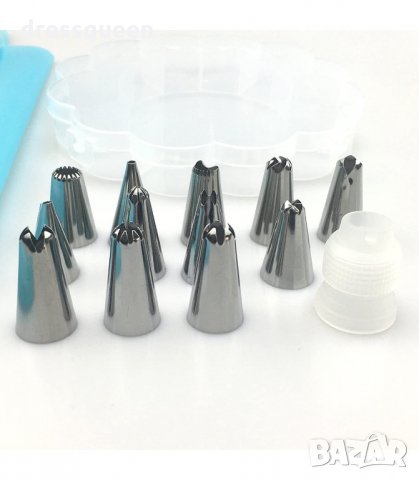 3132 Силиконов шприц за сладки с 12 стоманени форми, снимка 3 - Прибори за хранене, готвене и сервиране - 34238602