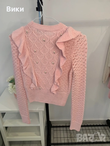 Нов пуловер с перли и камъни, снимка 5 - Блузи с дълъг ръкав и пуловери - 51595827