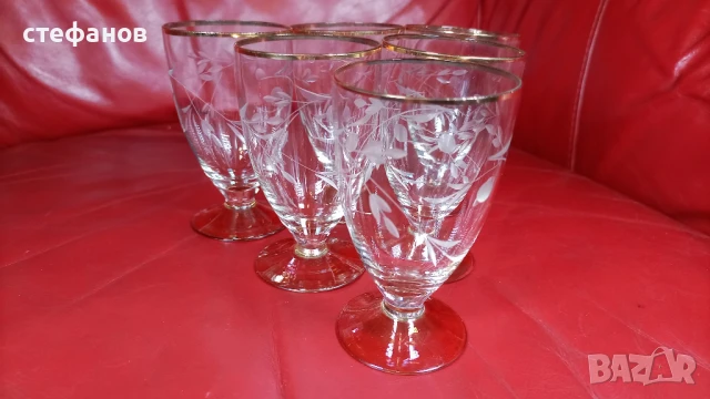 Страхотен ракиен комплект от едно време, златни кантове, ръчна гравюра, снимка 10 - Антикварни и старинни предмети - 51327190