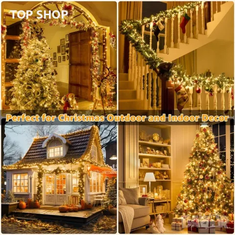 Ollny Коледни светлини Outdoor 800LED 82м, топла бяла лампа с дистанционно,8 режима, снимка 3 - Лед осветление - 49157788