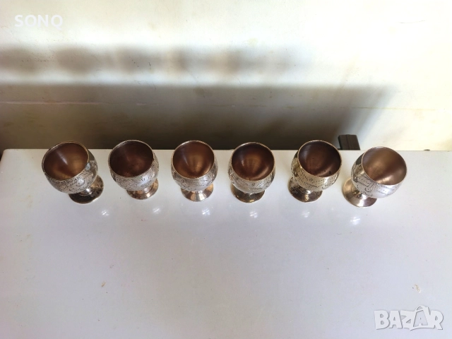Прекрасен Комплект Стари Бронзови Чашки-EPNS, снимка 4 - Антикварни и старинни предмети - 52121312