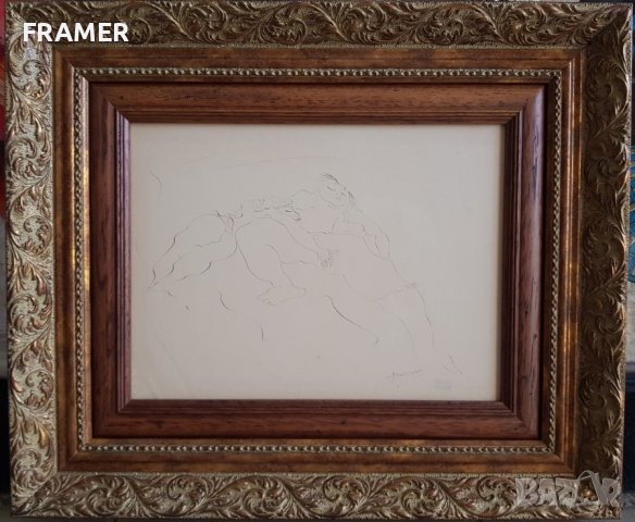 Жул Паскин 1885 - 1930 В бордея Оригинална еротична рисунка, снимка 2 - Картини - 41673984