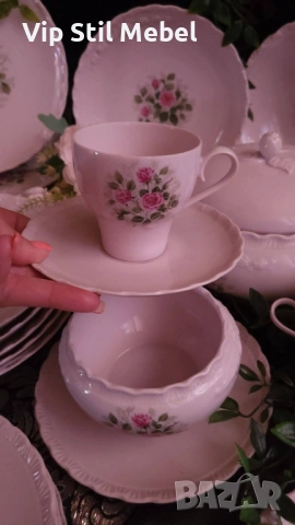 Колекционерски розов сервиз за хранене и кафе , снимка 11 - Сервизи - 53534156
