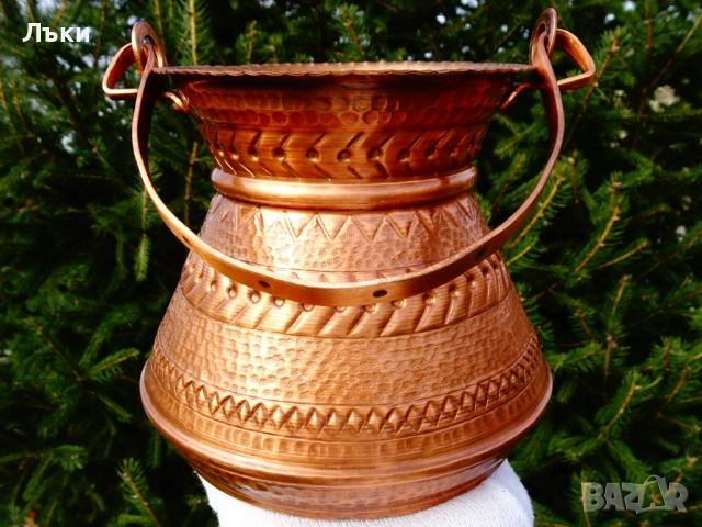 Медно менче,медно котле,2 л.,кована чиста мед., снимка 7 - Антикварни и старинни предмети - 52859499