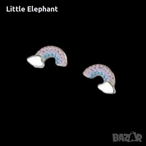 Сребърни обеци Пандора"дъга и облаче" с кристали/нови